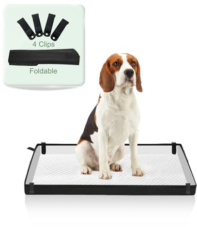 HQ4US 4LEGS Großer tragbarer Hunde-Pad-Halter für Reisen, Welpenunterlage, faltbar, 83 x 58 cm, Trainingspad-Halter mit Befestigungsclips, Hundetoilettenbox, wasserdicht, leicht zu reinigen, für den