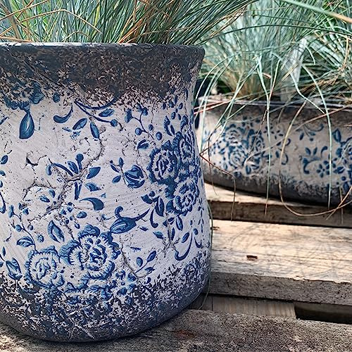 K&L Wall Art Vintage Übertopf Beton Blumentopf Zimmerpflanzen Kübel für Küche Fensterbank Boho Deko (M)