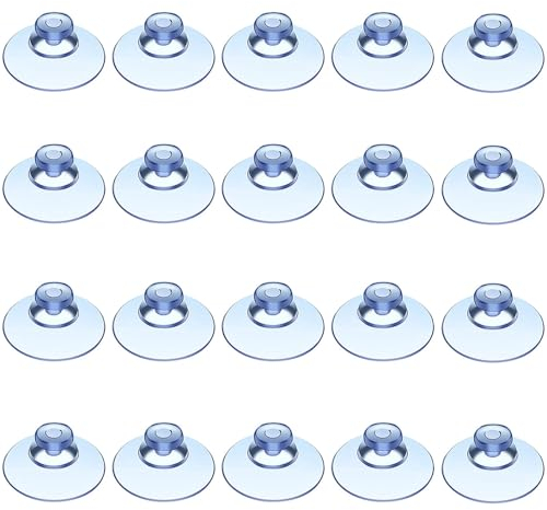 Ganchos de ventosa para cristales - 20 piezas de 40 mm con ventosa de botón redondo, perillas de goma para placa de vidrio, ventana, espejo, ventosas multiusos, gancho para decoración del hogar