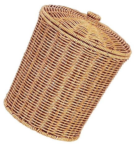 PRETYZOOM Cesta Mimbre Con Tapa Con Cesto Ropa Mimbre Basura De Portátil Cubo De Baul De Plástico Papelera De De Almacenamiento Tejida Contenedor Cestos Ratansucia Para Sal