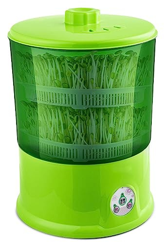 MOUNW Automatische Keimmaschine, Sojasprossen-Anbaumaschine, mit LED-Anzeige und Druckplatte, automatische 360-Grad-Bewässerung, zur Herstellung von Sojasprossen, Natto, Reiswein usw