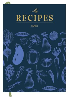 Papier Diario di ricette – Harvest, blu navy, 153 mm x 215 mm, copertina rigida, preserva le tradizioni familiari | Finitura setosa | ben organizzato e durevole | Spazio per consigli e suggerimenti