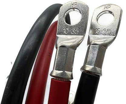 eXODA Batteriekabel Set 35 mm² 100cm M10 Rot Schwarz für Auto Boot Motorrad | Batteriekabel, Querschnitt 35 mm², Farbe Rot und Schwarz, Länge 100 cm, Ösens-Schraubenöffnung M10, Temperaturbeständig bis 7
