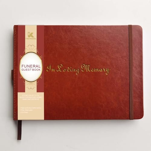 Tiankool Funeral Guest Book for Memorial Service - in Loving Memory Guest Book for Funeral Sign in - Celebration of Life Guest Book for Funeral Guest Registry-134 Pages,10 x 7,Hardcover,Brown
