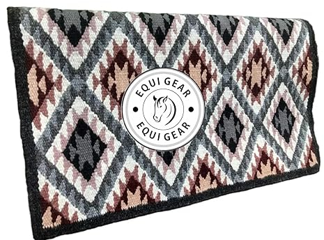EQUIGEAR Western Show Horse Satteldecke aus neuseeländischer Wolle, Western-Design, handgefertigte Satteldecke, Wollpolster, Sensor Flex (Anpassung möglich), WZ89 (34x38)