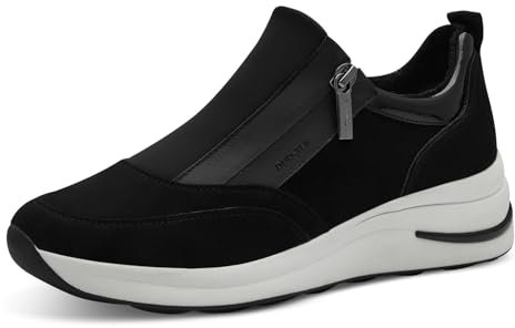 Tamaris Comfort Damen Sneaker flach mit Reißverschluss Sportlich, Schwarz (Black), 39 EU