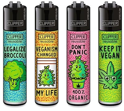 Clipper® 4er Set Vegan Feuerzeuge + 1 Sticker High Zombie