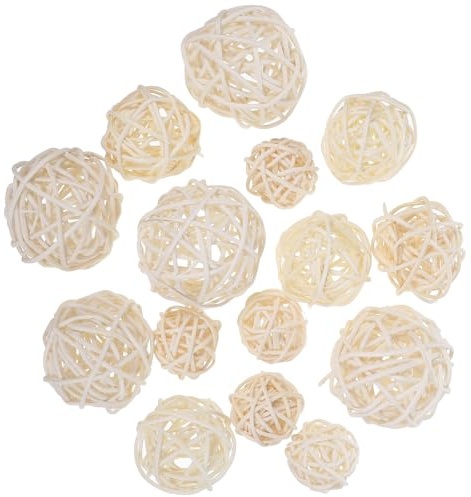 TOPBATHY 30stücke Rattan Kugeln Weiß Deko Für Hochzeit Weihnachten Partys Als Tischschmuck Mobiles Bastelprojekte