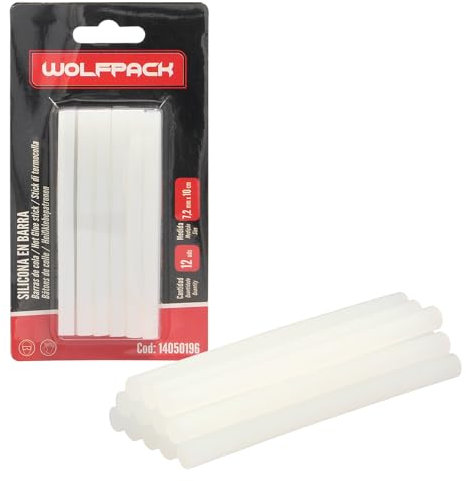 WOLFPACK LINEA PROFESIONAL Barras De Pegamento Caliente Ø 7,2 mm. Blister 12 Unidades. Barras Silicona, Pegamento Pistola Termofusible, Silicona Pistola