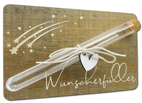 Geldgeschenk Holzkarte I Originelles kleines Geldgeschenk & Gutscheinidee I Wunscherfüller Geschenk I Geldgeschenke & Geldverpackung I Karte mit gravierter Sternschnuppe Wunscherfüller