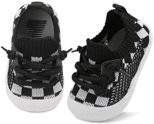 BARERUN Baby Sneakers - Soft Shoes for Babies Learning to Walk, 18-24 Months, Chubby Feet Shoes, Black