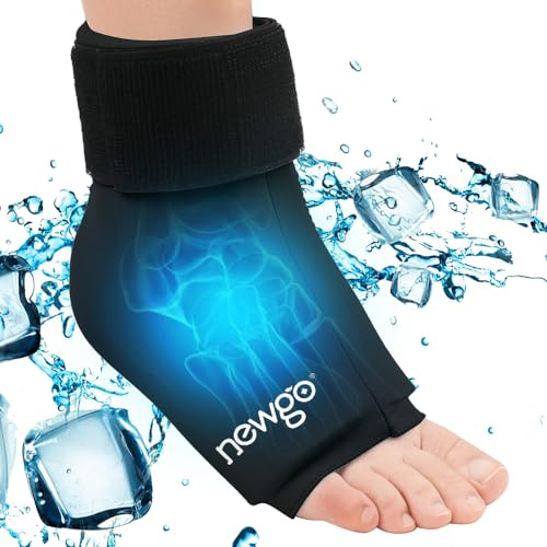 NEWGO Hydrogel Kühlmanschette für den Fuß, Ultraweich mit Langanhaltendem Kühleffekt, Kühlsocken mit Zehenfrei-Design (Kein Druck), Zur Kältetherapie bei Rheuma, Chemotherapie & Knöchelschmerzen