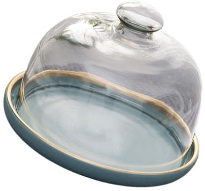 COLLBATH 1set Food Protective Cover with Base Cake Glass Dome for Dust Display and Fresh-keeping Kitchen Accessory for Parties and Events