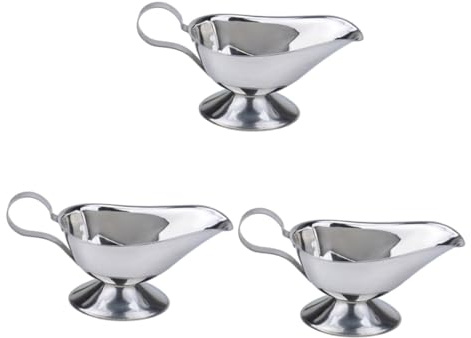 Parliky 3pcs Stainless Steel Gravy Boat Lid Cow Gravy Boat Serving Bowls Dipping Sauce Dishes Sauce Dishes Pourer Rustproof
