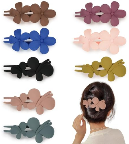 Lot de 8 pinces à cheveux plates mates antidérapantes pour cheveux fins et épais - Pinces à cheveux françaises à forte adhérence - Pinces à cheveux en forme de papillon - Accessoires pour femmes et