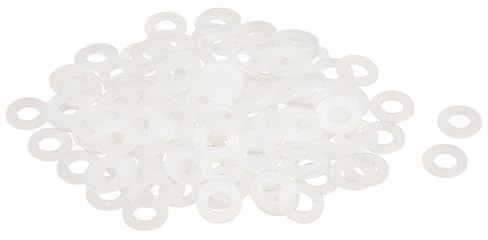 sourcing map 120Pcs M6 Nylon Flat Washers 6mm ID 12mm OD 1mm Thick,White | Plain Washer,Grommets Plastic Sheet Gasket,Fastener Sealing Spacer,Gasket Ring