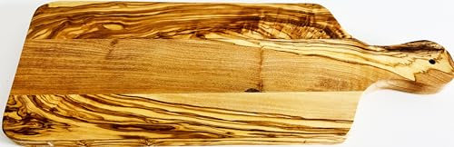SmokeMax Tagliere in legno d'ulivo, con manico (SmokeMax (40 x 15 x 2 cm)