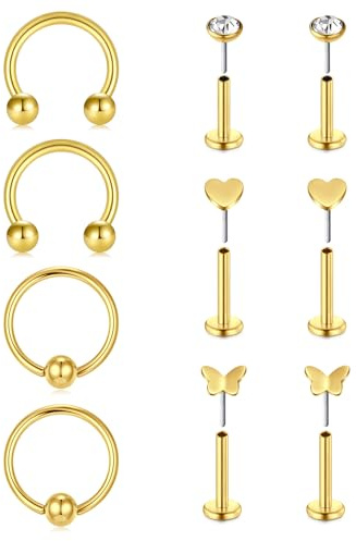 MODRSA 16G Durchsichtig Acryl Chirurgenstahl Lippenpiercing Stud Labret Piercing Tragus Helix Piercing Bioflex Lippen Retainer Conch Piercing Ohrstecker
