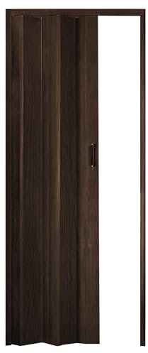 ESTO Porta a Soffietto da Interno 84 x 215 cm Misura, Economy, Premium, Deluxe quality, Porta Scorrevole 10 Colori diversi Bianco, Noce, Legno Scuro e Chiaro (Premium, Legno Scuro Venato)