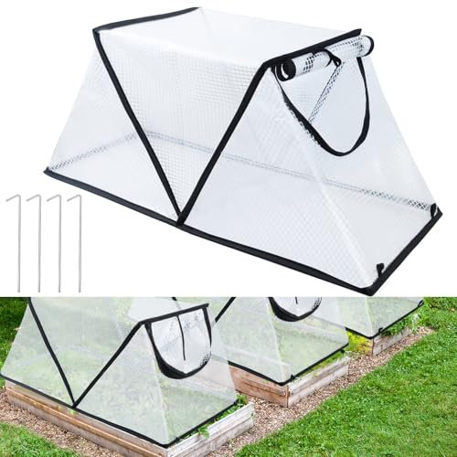 Gartenreihen-Beschleuniger-Pflanzenabdeckung, faltbar, Hochbeet-Abdeckung mit Reißverschluss-Tür, wasserdicht, kleines Gewächshaus, Pflanzenkäfig, Schutz für Gemüse, Blumen, Früchte von Tieren, 78,9 x
