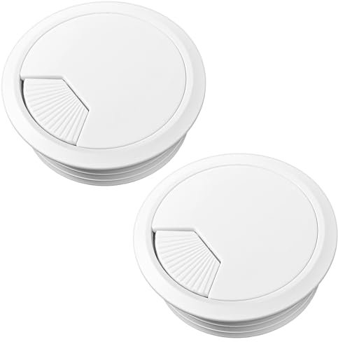 GEEHUA 2Pcs White Desk Grommet, 60mm/2.4 Inch Desk Cable Hole Cover for Home Office Cable Tidies