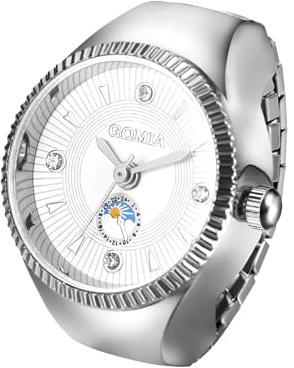 OIDEA Reloj Anillo Elástico Unisex: Reloj de Cuarzo Analógicos para Hombre y Mujer Escala de Barra Correa de Acero Inoxidable Estirable Plata - para Uso Diario Ocio Regalo