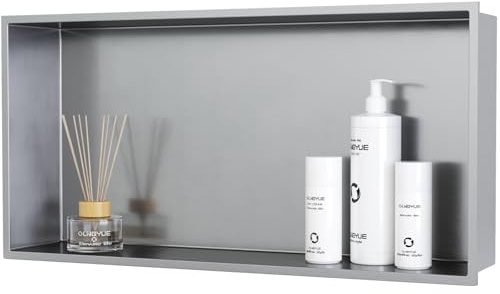 OLNGYUE Bathroom Shower Niches Shelves: No Tile Needed Stainless Steel - 24x12 Inchs Recessed Wall Niche Box for House Decoration - Brushed Nickel