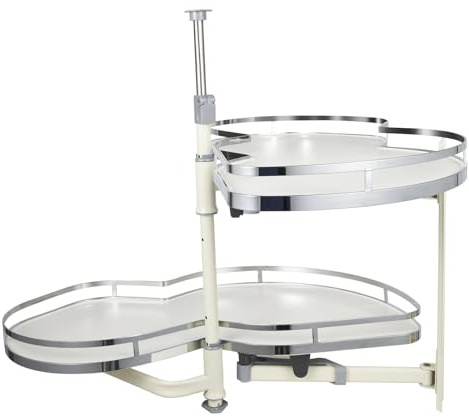 Naxidf Armoire d'angle de Cuisine Carrousel - Étagère Extensible et Réglable de 60 à 81 cm - Pour Casseroles, Poêles et Épices - Blanc