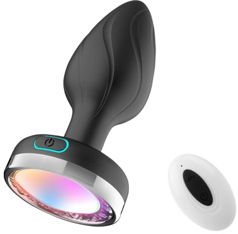 GKLWEJ Plug anale per donna con vibrazione, plug anale per uomo con vibrazione a 10 frequenze e luce a 10 frequenze, vibratori anali, plug anale vibratore anale