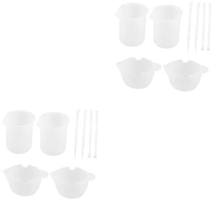 DIYEAH 2 Set Strumento Colla Per Mescolare Tazza Agitatore Bicchiere Stirring Cup Asta Di Agitazione Coppa in Silicone Gel Di Silice Bianca Riutilizzabile 8 Pezzi * 2