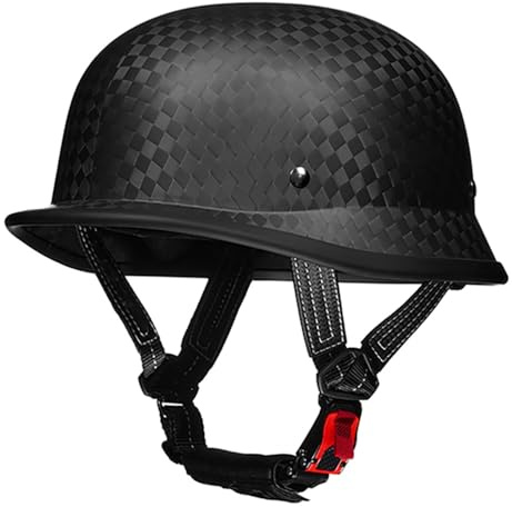 DOT Approved Retro Half Shell Helmet Motorcycle Open Face Half Helmet Men and Women Adults Lightweight Electric Scooter Helmet Moped Cruiser Cycling Chopper V Carbon Fiber Helmet(F,Small)