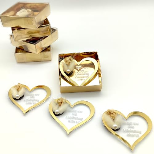 gastgeschenke hochzei ür die gäste personalisier, Stück gold silber Acryl hochzeit gastgeschenke für die gäste, Taufe, Kommunion Konfirmation,Geburtstag, schön das du da bist,(gold Herz, 25 Stück)