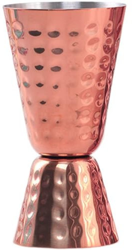 HiyyFloy Hammered Pure Solid Copper Double Side Jigger, 1 Ounce and 2 Ounce Cups