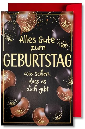 Art Nuvo Geburstagkarte - fröhliche Geburtstagskarte mit Umschlag voller Glanz und schimmerndem Licht, das sich in der glitzernden Zahl und den bunten Drucken widerspiegelt