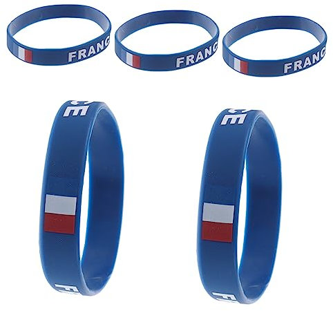 GANAZONO 5pcs National Flag Printing Silicone Bracelet Wristband France Capital Small Letter Random Assorted for Sports Events