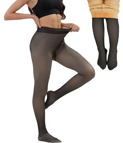 Merlvida Collant Polaire Femme Effet Transparent S-3XL - Collant Thermique Épais, Legging Chaud Femme Hiver - Collants à Taille Haute et Doublés Grande Taille
