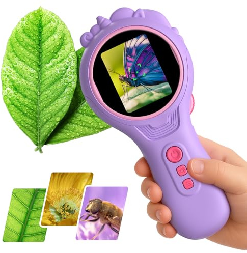 Unicorn Handheld Digital Microscope for Kids, Mini Portable Microscope Camera with Light 2.0 IPS Screen 5 Megapixels 4X Zoom Magnification STEM Toys Gift for 4-8 Years Old Boys Girls