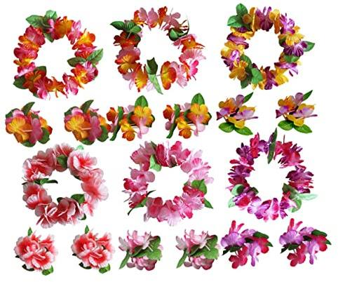 OSOLADY Hawaii Haarkranz Satz Mit 2 Armbändern Lebensechter Blumenkranz Mehrfarbig Für Festivals Strandparty Und Fotografie