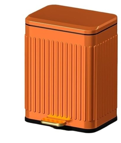 Prettiee Poubelle d'intérieur en Acier Inoxydable avec Couvercle à Fermeture Douce et pédale d'ouverture, Corbeille à Papier rétro Anti-Traces de Doigts pour la Maison ou Le Bureau (Orange S)