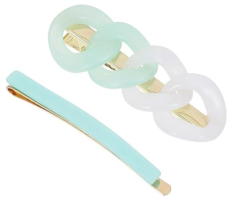 Beaupretty 2pcs Gradient Green Resin Hair Clips Hollow Side Hair Barrettes Creative Accessories for Women Girls Stylish Bang Clamps for Daily and Party Use