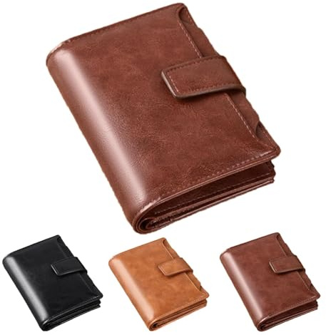Rfid-blockerande Plånbok, Herrplånbok Med Vikfunktion, Läderplånbok Med 14 Kortfack, Lätt Multifunktionell Plånbok, Reseplånbok (Brown)
