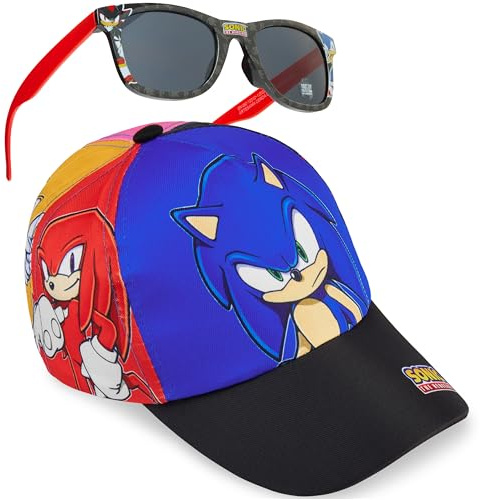 Get Trend Sonic The Hedgehog Cappello Baseball Occhiali da Sole Bambino Set, Cappellino con Visiera UV400 Occhiali Sole (Multi Sonic)