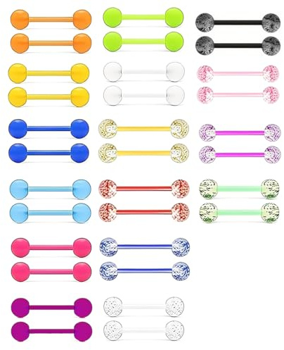 JYNXOR 32Stück Zungenpiercing und Brustwarzenpiercing Ersatzkugel, Zungenpiercing Set, Zungenpiercing Kunststoff Wiederverwendbar, Piercing Zunge, Nippelpiercing Zungenpiercing Plastik, Zungenpiercing