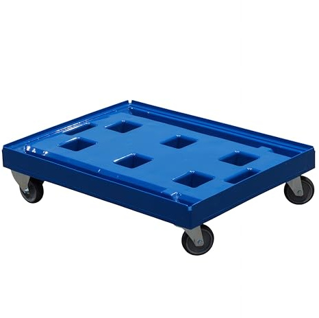 Transportroller für Kisten 80 x 60 cm - 400 kg Traglast in Blau 2 Lenkrollen - 2 Bockrollen