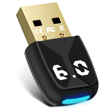 Glitfix Adaptador 6.0 Bluetooth para PC, Bluetooth USB Stick Dongle, Baja Latencia, Compatible con Windows 11/10/8.1/7, Compatible con Bluetooth 5.4, 5.3, etc, para Auriculares, Ratones (B)