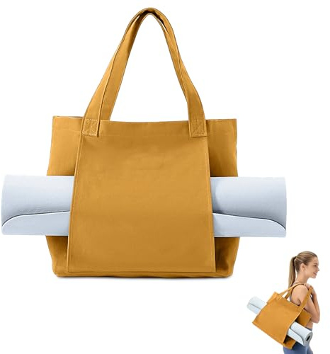 Chingcoo yogaväska dam, sportväska, yoga tygväska kardborreband snabb åtkomst yogamatta, 45 × 35 × 15 cm träningsväska yogamatta för yogamattor och yogatillbehör fitnessväska (kaki)