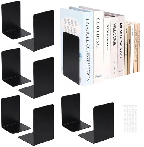 10 pezzi Fermalibri, Ferma Libri per Libreria, Ferma Libri per Libreria da Mensole, Fermalibri in Acrilico Trasparente, per Scuole Uffici Biblioteche Librerie Camere Letto (Nero)