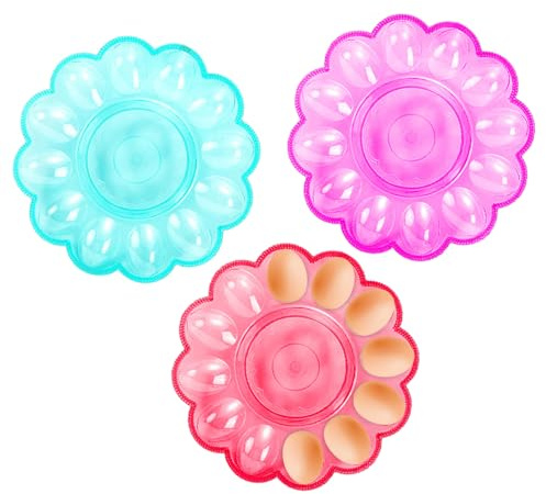 NUOBESTY Set 3 Pezzi Portauova in Plastica Multifunzionale per Frigorifero, Vassoi Portauova a Tema Pasquale 24x3 Cm, Contenitori per Conservare Uova Fresche in Casa per Colore Casuale