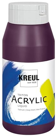 KREUL 17020 - Triton Acrylic Liquid Aubergine 750 ml, Hochwertige Künstler-Acrylfarbe in Studienqualität mit leicht fließendem Charakter, tiefmatt auftrocknend