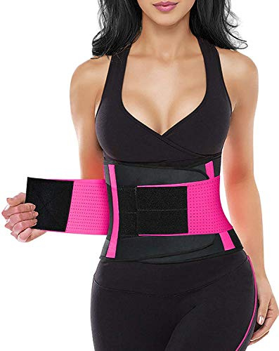 YIANNA Women Waist Trainer Belt - Slimming Sauna Waist Trimmer Belly Band Sweat Sports Girdle Belt Weight loss,YA8002-Rose-XL